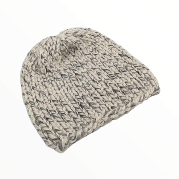 Handmade Knit Hat - Cream and Gray-Charcoal - Unisex - Picture 2 of 2